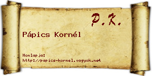 Pápics Kornél névjegykártya